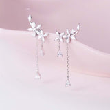 Sterling Silver Earrings for Women with CZ Lily Flower Studs