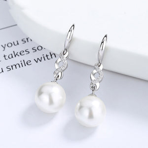 Sterling Silver Earrings for Women with CZ and Fidelma Pearls