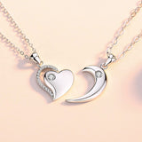 Sterling Silver Heart to Heart Magnetic CZ Couple Necklace