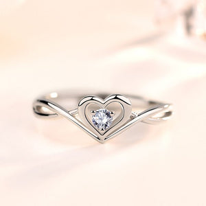 18k Gold-plated Sterling Silver Ring for Women with CZ Heart Pendant