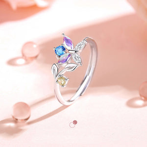 Sterling Silver Ring for Women with CZ Butterfly Pendant